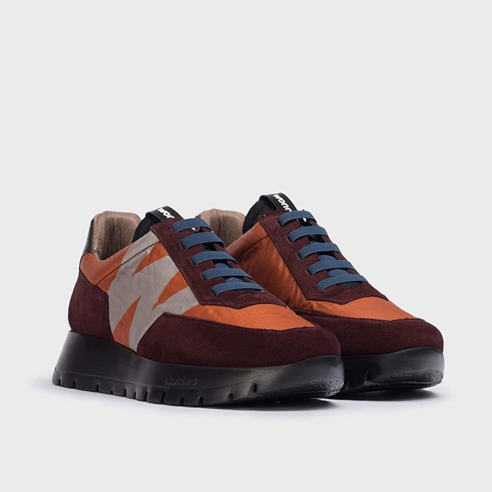 Stylish Women's Athletic Shoes in Burgundy and Orange